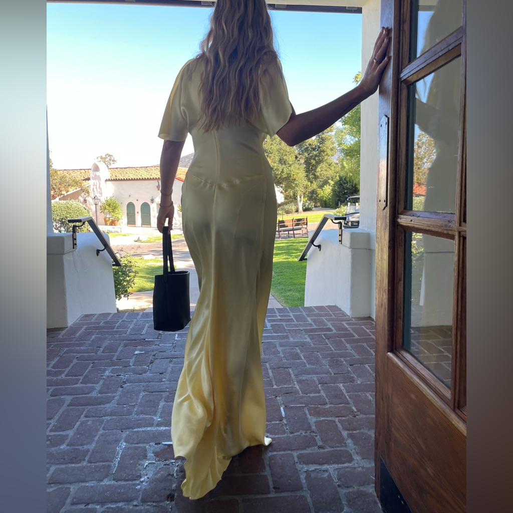 Victoria Beckham Yellow Bias-Cut Gown — image 5 of 8